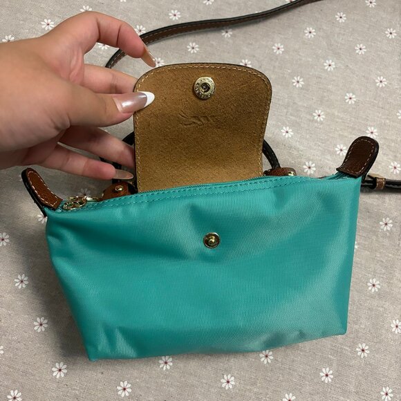 Longchamp Le Pliage Womens Pouch Mini Turqoise - Picture 3 of 5
